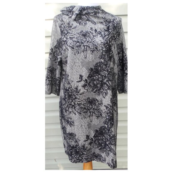 Designer Sara Campbell Dress Size XL, USA made, metallic, 3/4 sleeves, mock neck - Picture 1 of 7